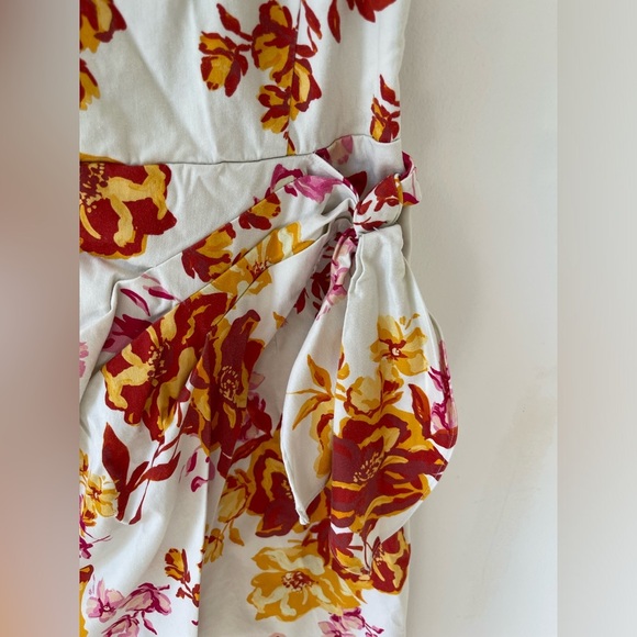 Great Jones White Floral Midi Dress faux wrap size 12 cotton adjustable strap - Picture 4 of 13
